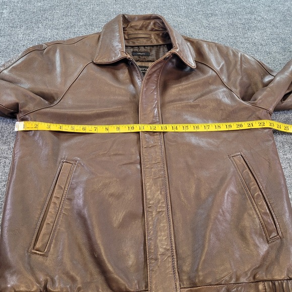Claiborne 100% Lambskin Leather Bomber Jacket Mens M Brown Full Zip Quilt Liner - Picture 3 of 8